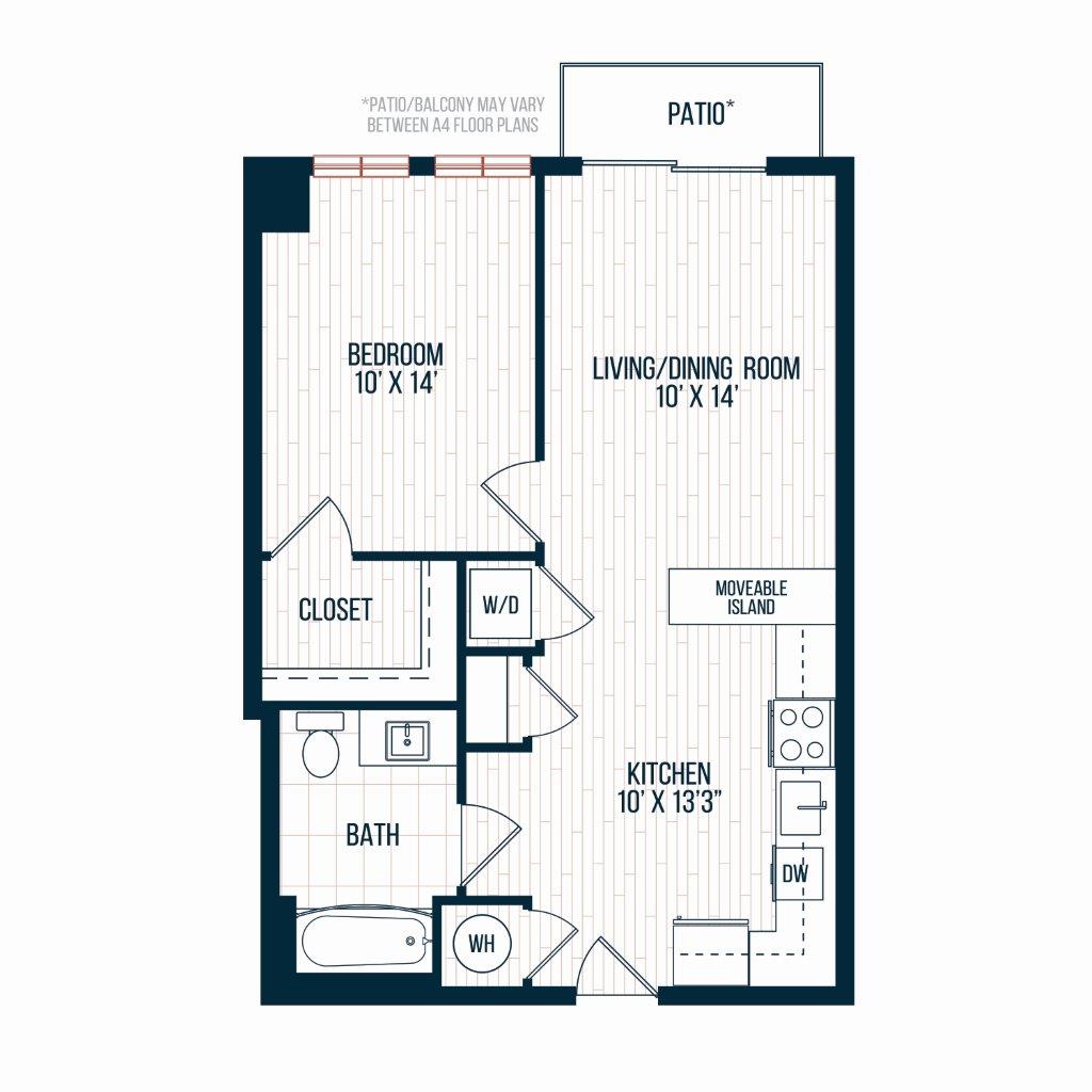 Capitol Rose Luxury Apartments in Washington, DC A4 Floor Plan